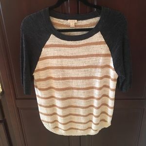 J. Crew Navy Striped Baseball Sweater